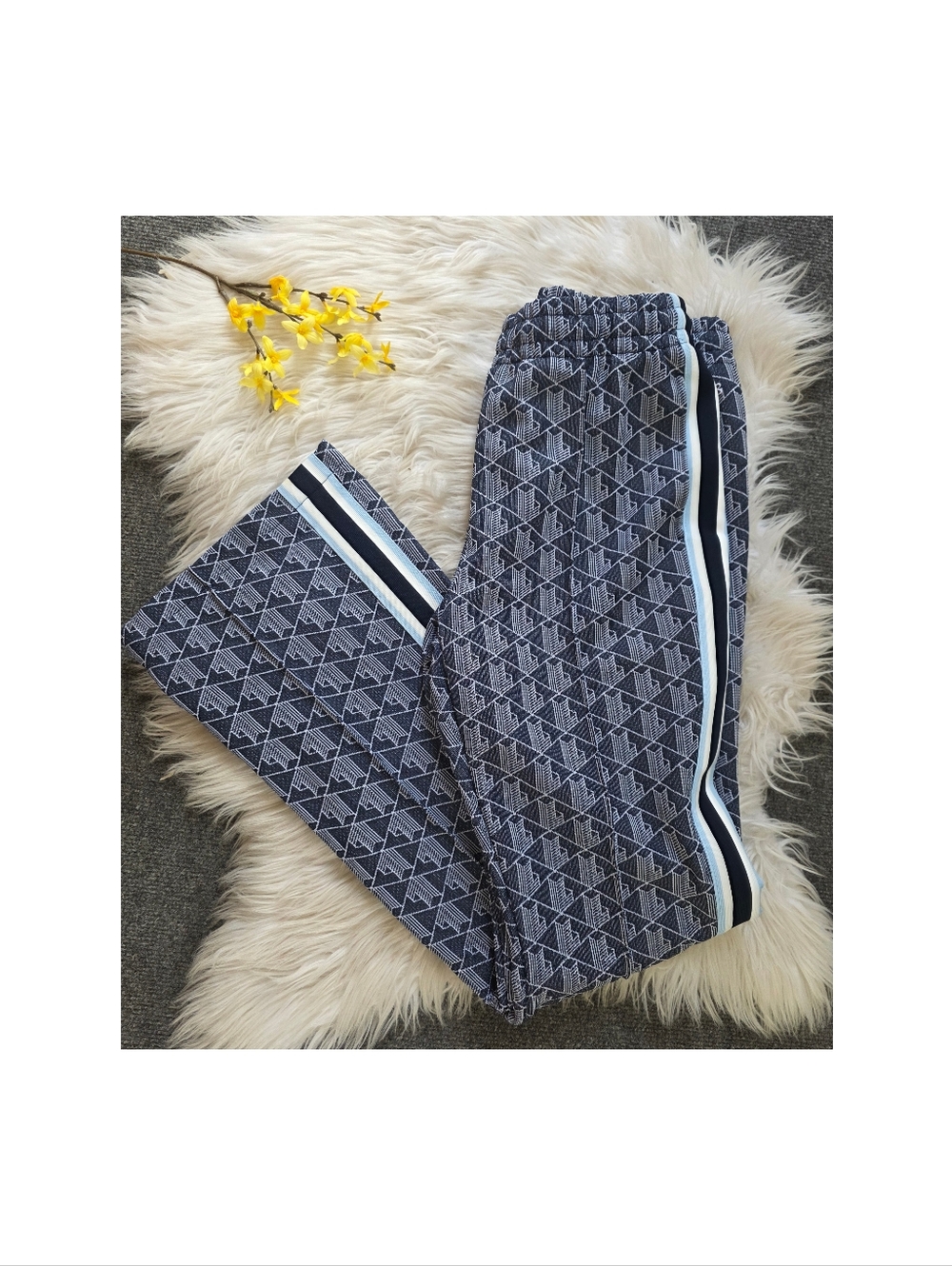 Lacoste Blue Patterned Track Pants with Side Stripes - Picture 8 of 15